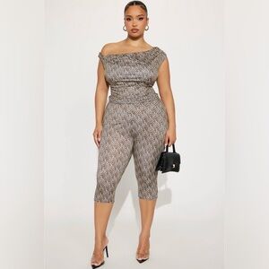 Women's Brown Patterned‎ Two-Piece Outfit